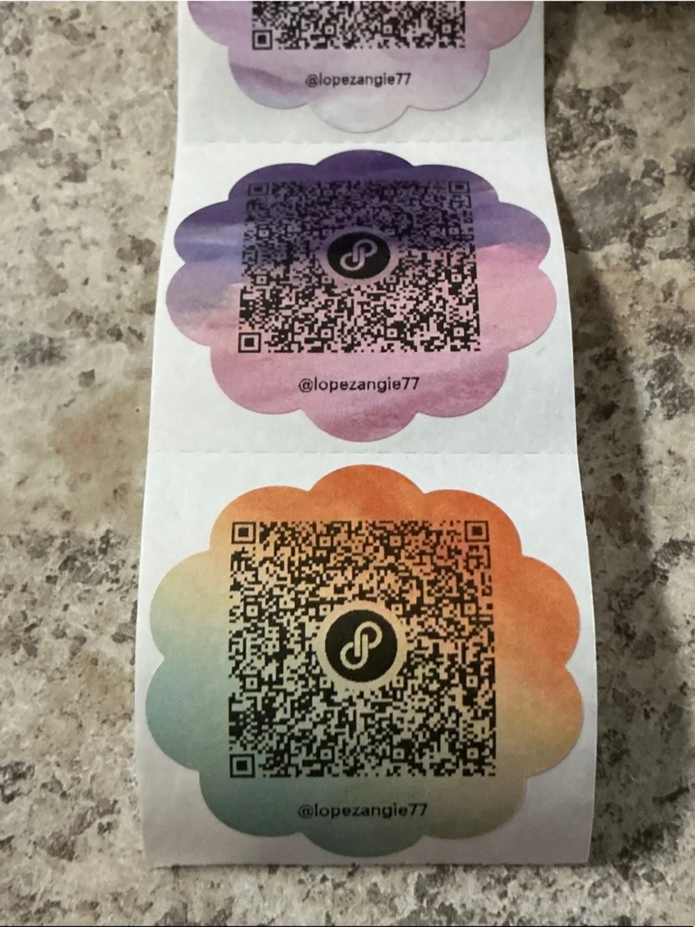 QR Code Sticker Pack - Flower Multicolor Gradient 60 pieces 2x2